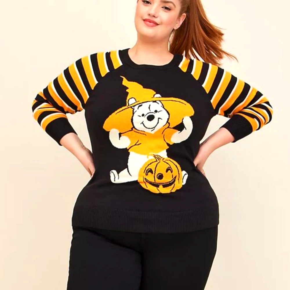 ❤️NWT VINTAGE TORRID SWEATER - WINNIE THE POOH HALLOWEEN PUMPKIN SWEATER - Picture 8 of 12